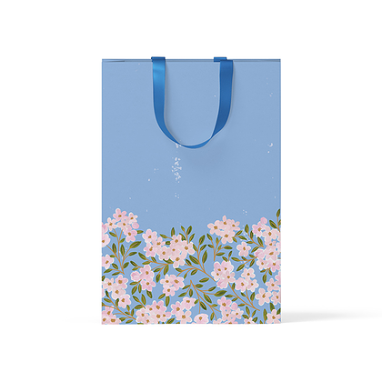 Пакет подарочный "Цветы на голубом фоне" 15х22х8 см