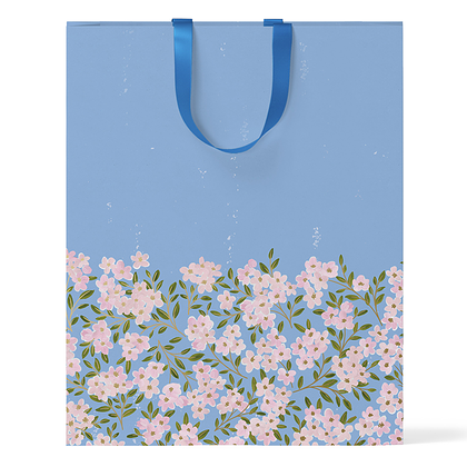 Пакет подарочный "Цветы на голубом фоне" 32х40х14 см