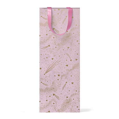 Пакет подарочный "Звёзды на розовом фоне" 14х36х14 см