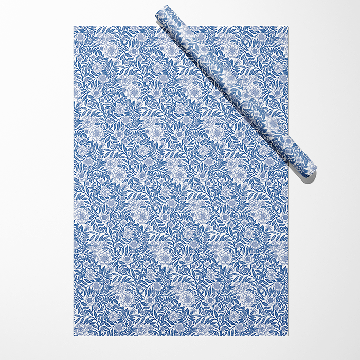 Бумага "Синие графичные цветы"
